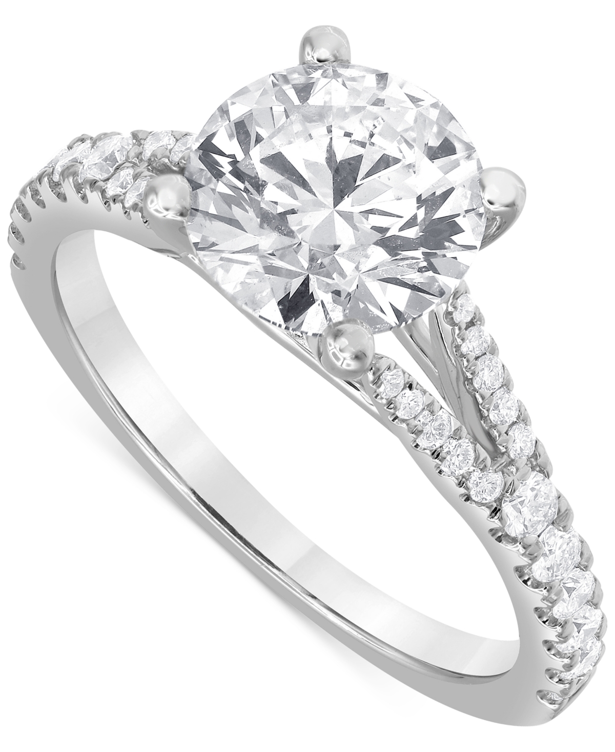 Badgley Mischka Certified Lab Grown Diamond Split Shank Engagement Ring (2-1/3 Ct. T.w.) In 14k Gold In White Gold
