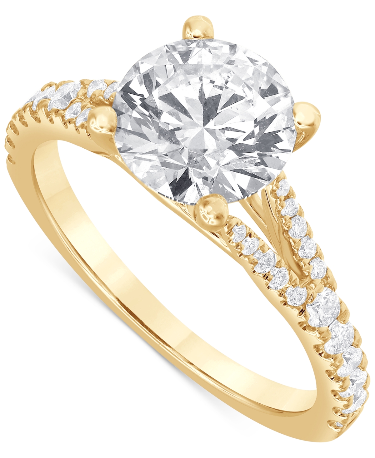 Badgley Mischka Certified Lab Grown Diamond Split Shank Engagement Ring (2-1/3 Ct. T.w.) In 14k Gold In Yellow Gold