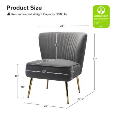 Velvet Accent Chair with Gold Metal Legs for Bedroom Guest Room Vanity