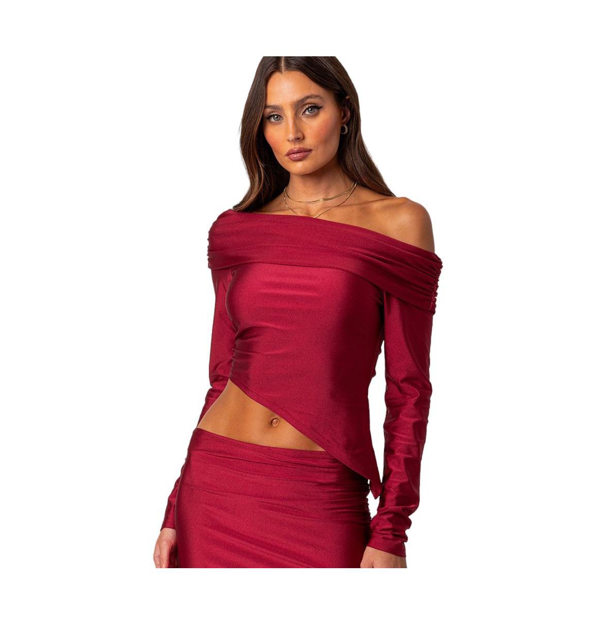 EDIKTED WOMEN'S REEMA SHINY FOLD OVER TOP