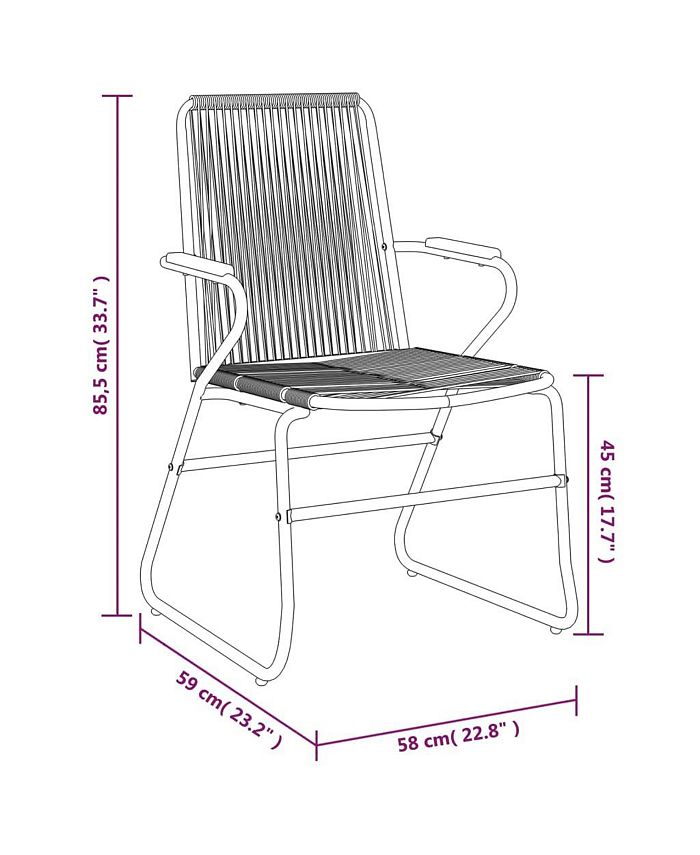 vidaXL Patio Chairs 4 pcs Black 22.8"x23.2"x33.7" PVC Rattan Macy's