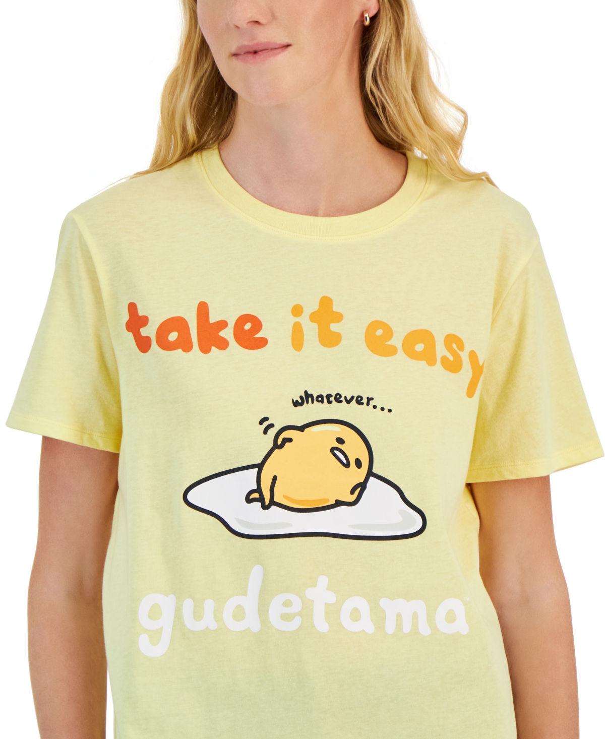 Shop Love Tribe Juniors' Take It Easy Gudetama Graphic Tee In Pale Banana