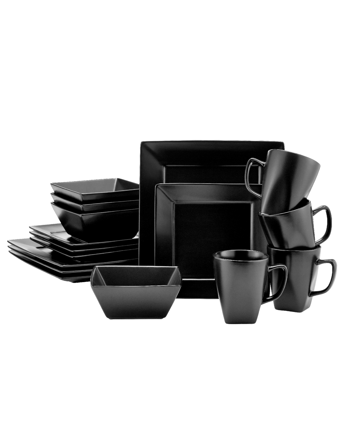 Quadro 16Pc Dinnerware Set - Black