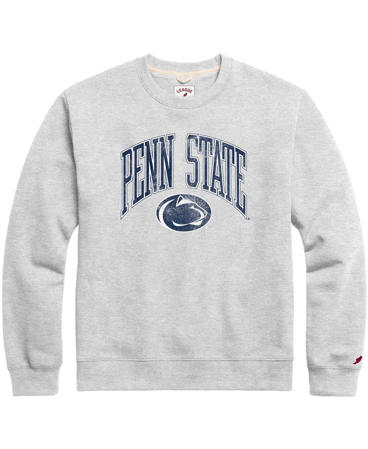 Men's League Collegiate Wear Heather Gray Distressed Penn State Nittany Lions Tall Arch Essential Pullover Sweatshirt - Heather Gray