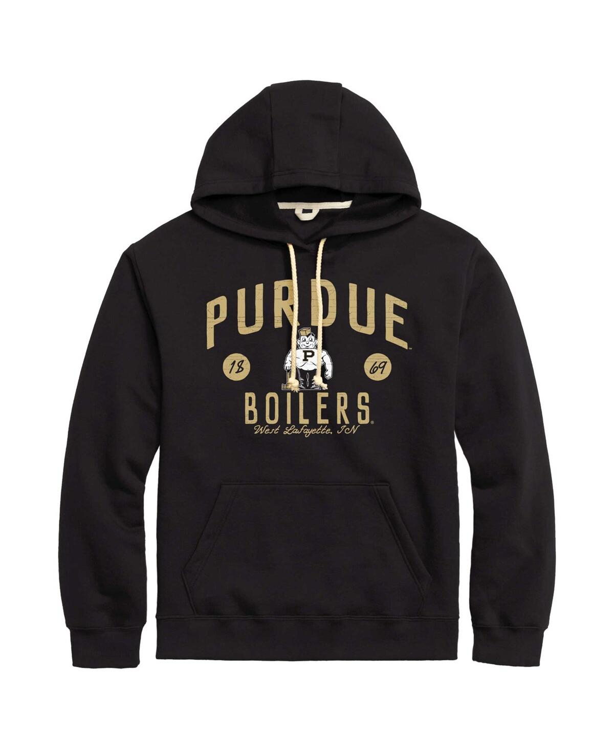 Shop League Collegiate Wear Men's  Black Distressed Purdue Boilermakers Bendy Arch Essential Pullover Hood
