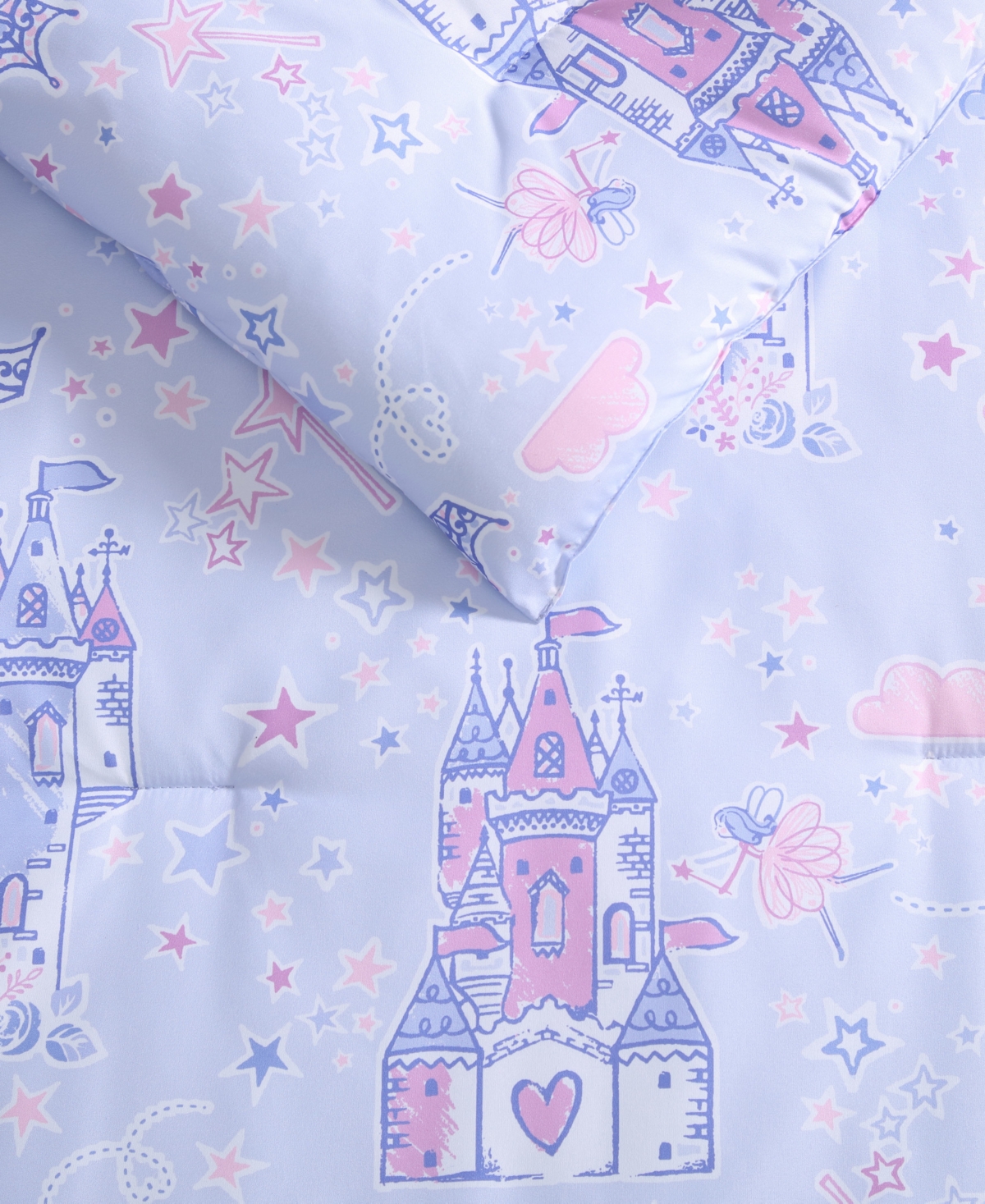 Closeout! Laura Ashley Kids Star Castle Microfiber 3 Piece Comforter Set, - Purple