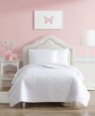 Laura Ashley Kids Butterfly Kiss Reversible Quilt Set In White
