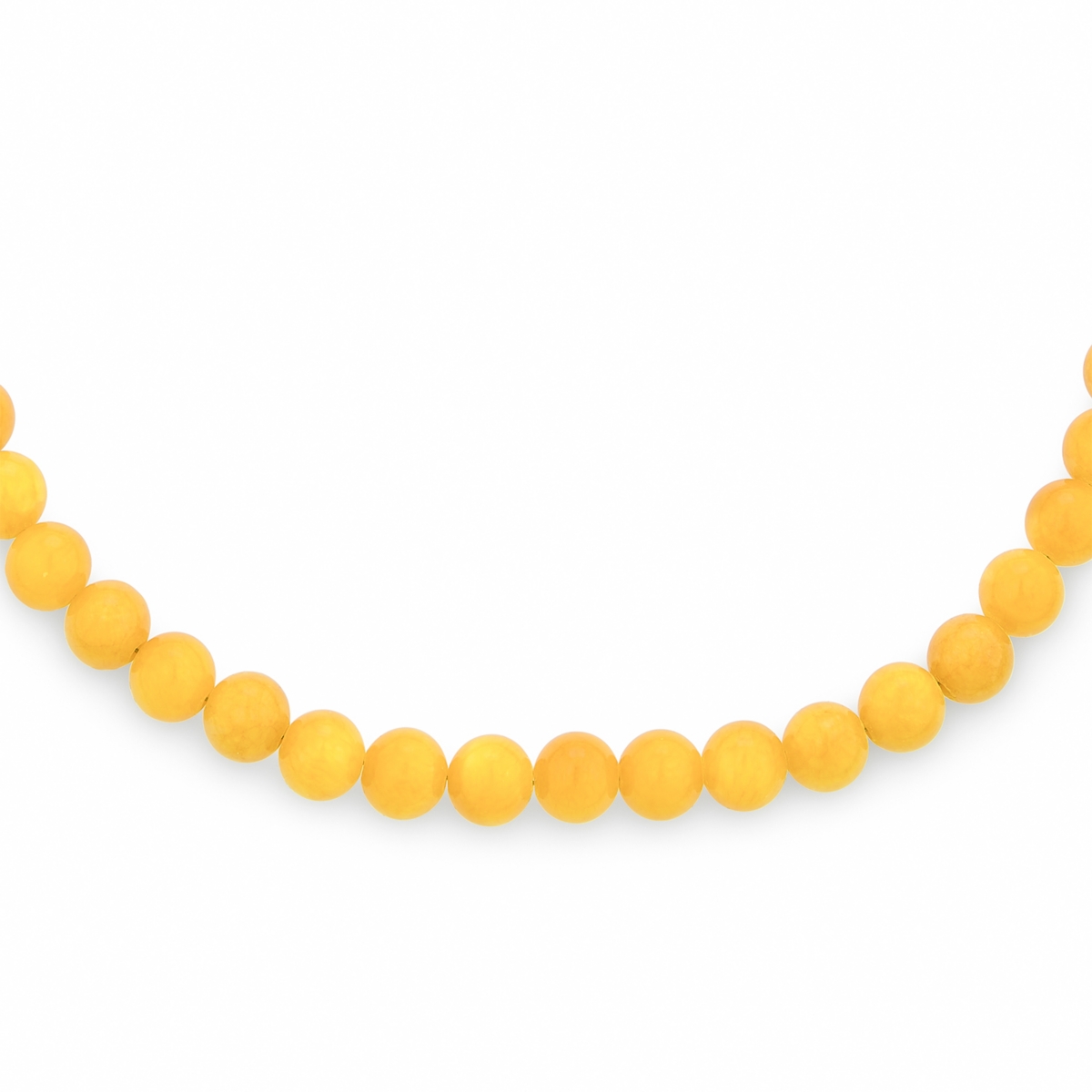 Bling Jewelry Plain Simple Smooth Classic Yellow Orange Created Synthetic Jade Round 10MM Bead Strand Necklace Silver Plated Toggle Clasp - Yellow jad