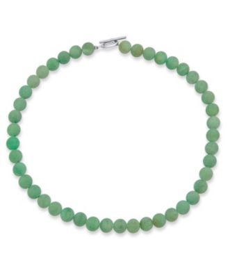 Plain Simple Smooth Classic Matte Moss Green Natural Aventurine Round 10mm Bead Strand Necklace Silver Plated Toggle Clasp
