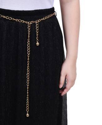 Petite Plisse Metallic Belt Lurex Mesh Skirt