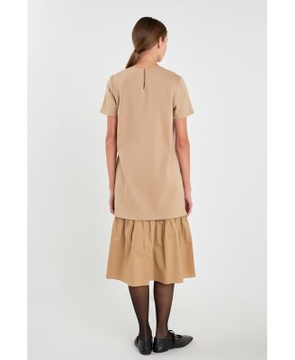 Women's Mixed Media Tee Midi Dress
