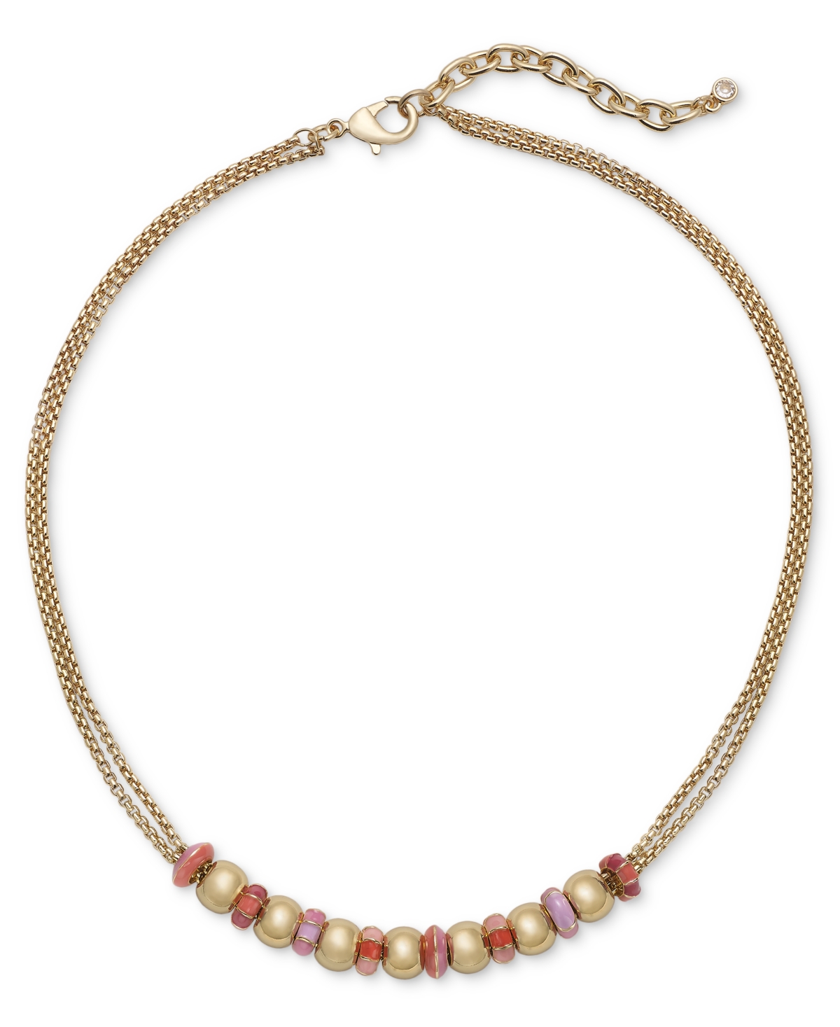 Gold-Tone Mixed Bead Double Chain Necklace, 16" + 2" extender, Created for Macy's - Gold
