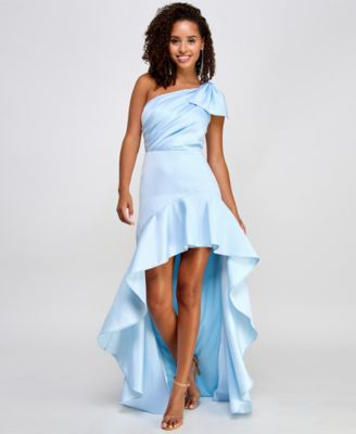 One-Shoulder High-Low Ball Gown ...