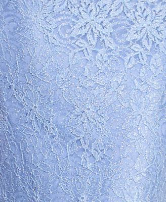 City Studios Juniors' Strapless Glitter-Lace Back-Bow Ball Gown, Created for Macy's