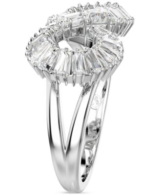 Rhodium-Plated Baguette Crystal Infinity Statement Ring