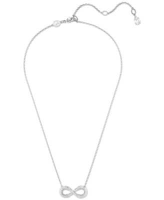 Rhodium-Plated Crystal Infinity Pendant Necklace, 15" + 2-3/4" extender 