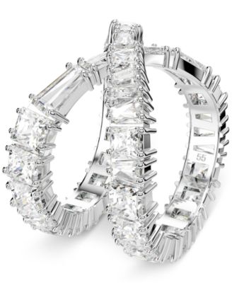 Rhodium-Plated Square Crystal Infinity Ring