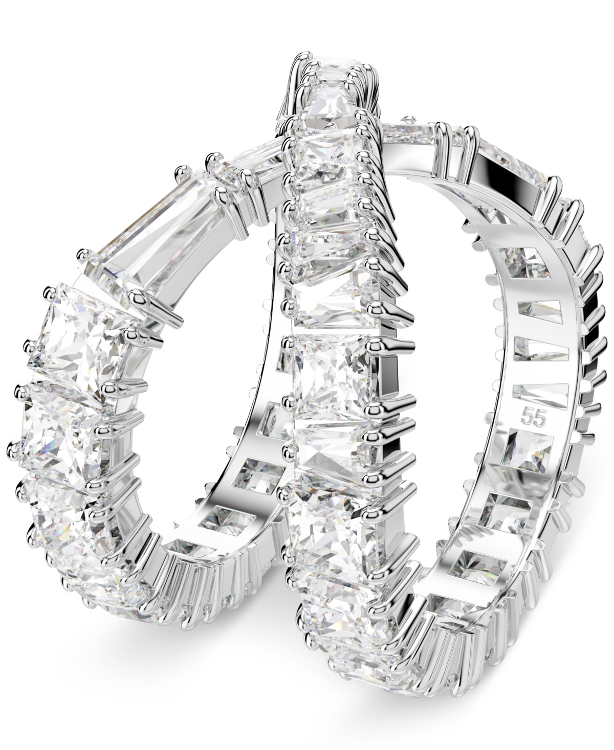 Shop Swarovski Rhodium-plated Square Crystal Infinity Ring In Silver