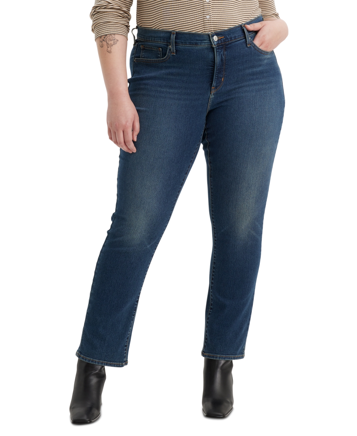 Levi's Plus Size 314 Mid-rise Shaping Straight-leg Jeans In Zealous Blue