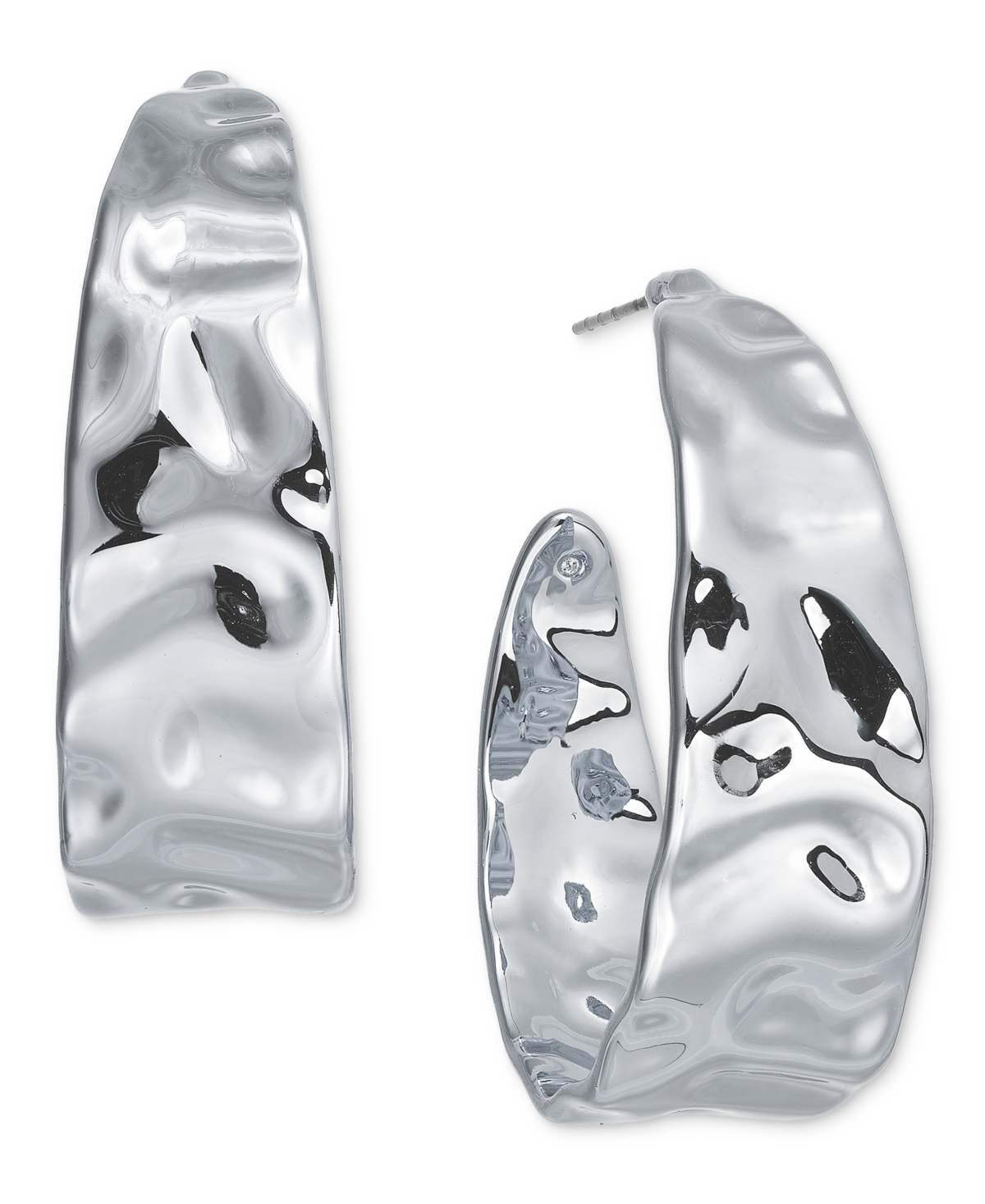 Shop Inc International Concepts Hammered Half Hoop Earrings, Created For Macy's In Silver
