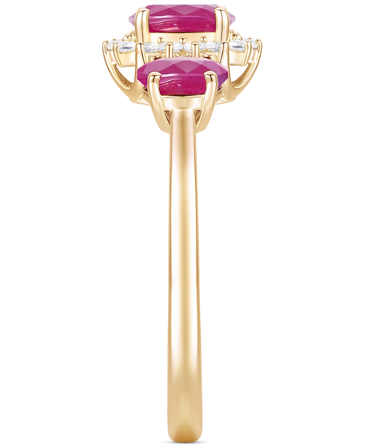Emerald (1-1/8 ct. t.w.) & Diamond (1/8 ct. t.w.) Triple Oval Halo Ring in 14k Gold (Also & Sapphire) - Ruby