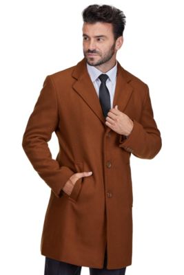 Men's Tailored Wool Blend Notch Collar Wool Blend Walker Car Coat