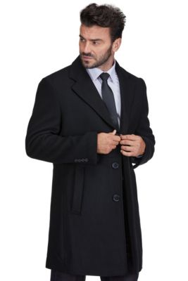 Men's Tailored Wool Blend Notch Collar Wool Blend Walker Car Coat