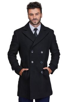 Braveman Brave man Men s Double Breasted Pea Coat Wool Blend Dress