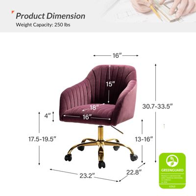 Velvet Home Office Desk Chair Height Adjustable Chair