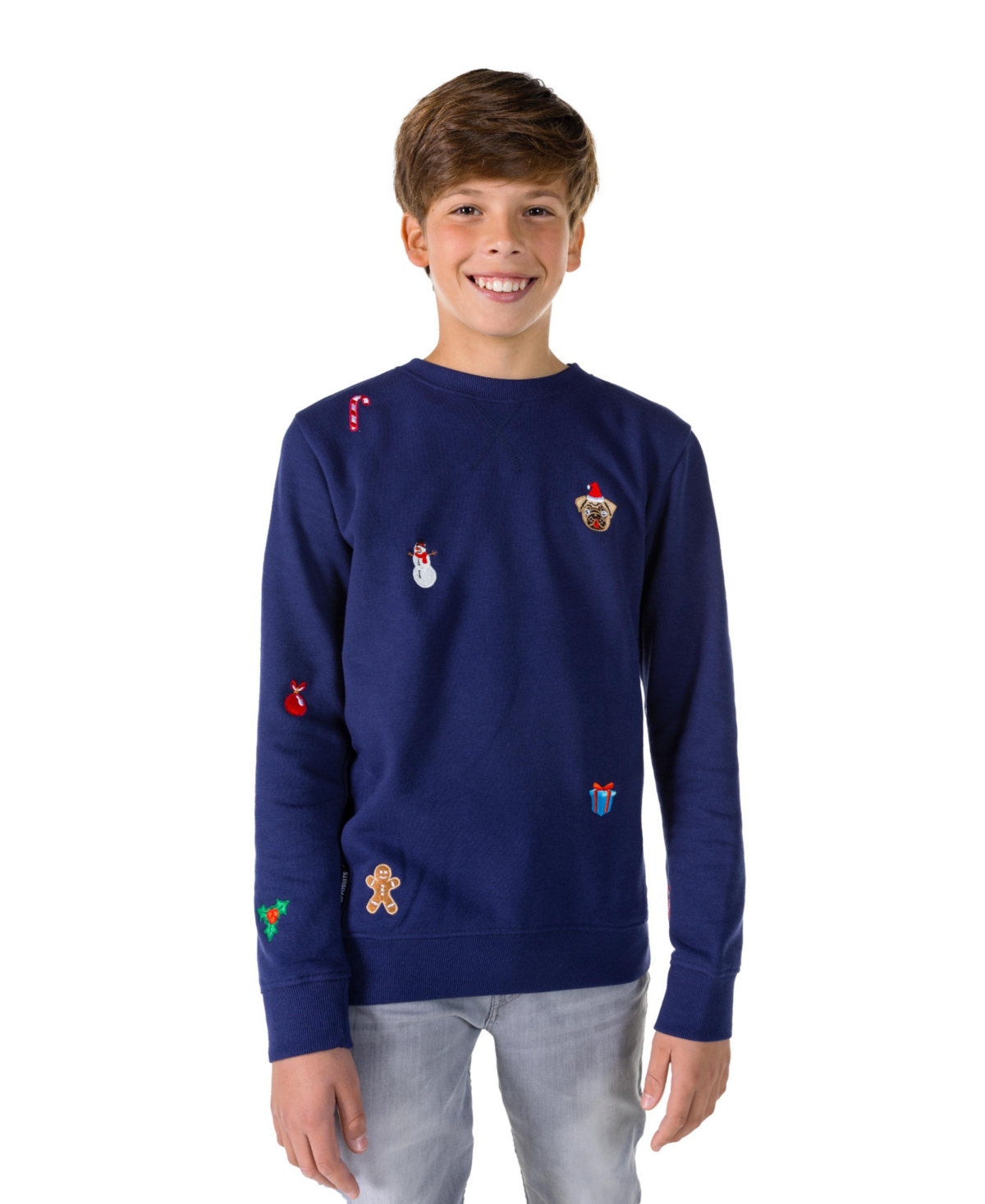 Shop Opposuits Big Boys X-mas Icons Cotton Sweater In Navy