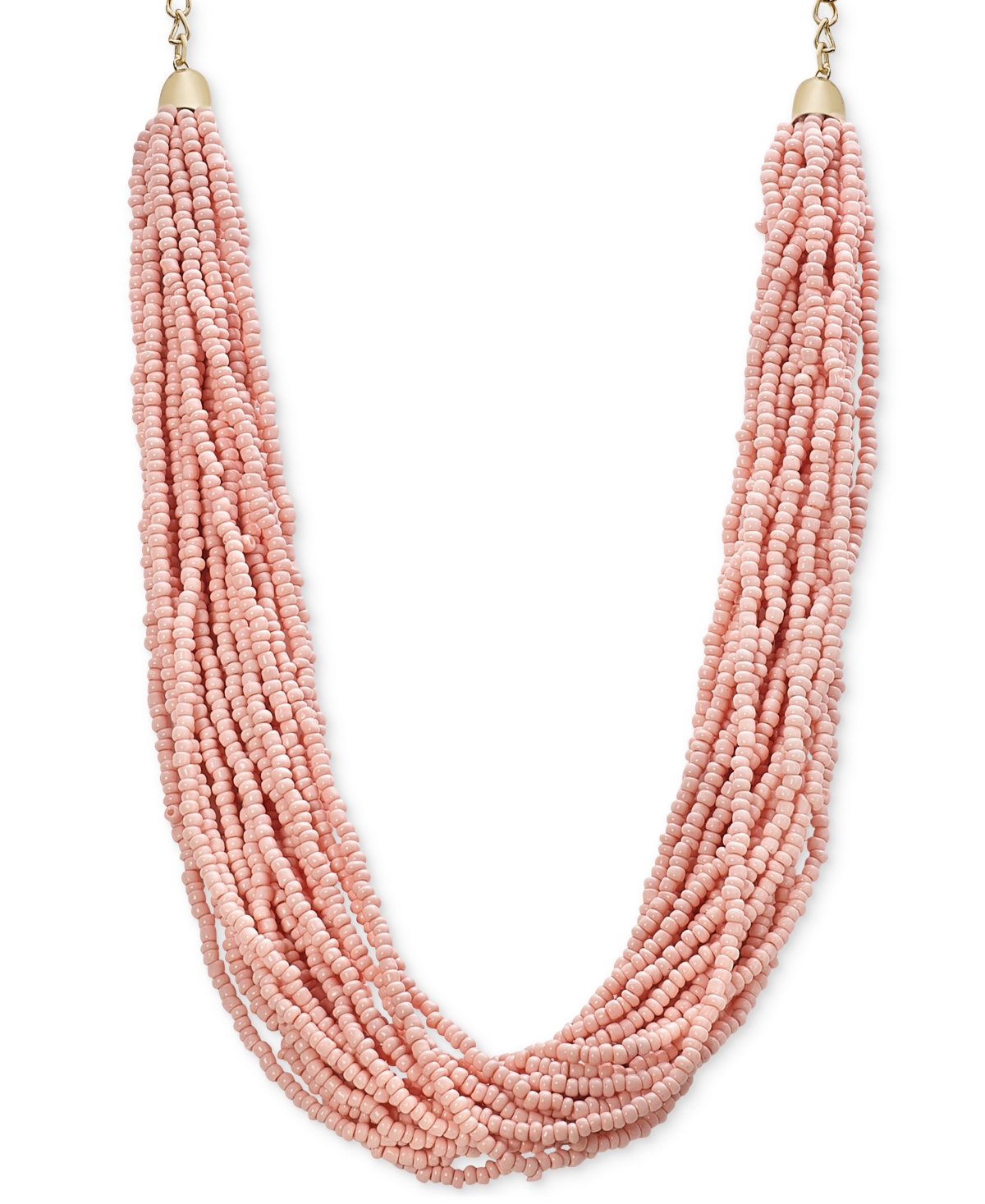 Beaded Layered Torsade Necklace, 18" + 2" extender, Created for Macy's - Pink