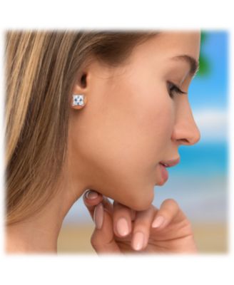 Half Carat Princess Cut Cubic Zirconia Stud Earrings