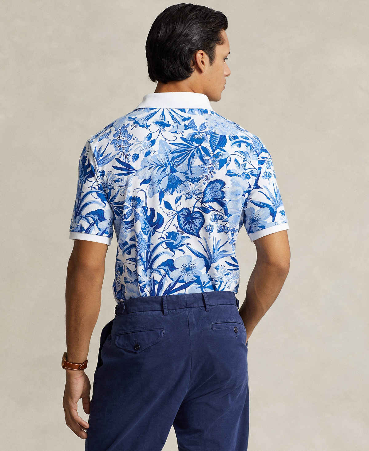 Shop Polo Ralph Lauren Men's Classic-fit Floral-print Mesh Polo Shirt In Jardin Floral,white