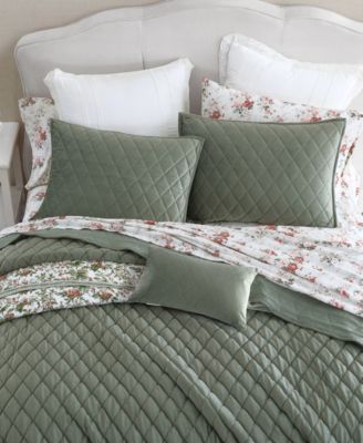 Solid Diamond Stitch Velvet 4-Piece Quilt Set, Full/Queen