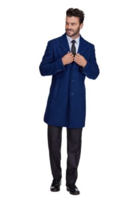Men's Big & Tall  Tailored Wool Blend Notch Collar Wool Blend Walker Car Coat