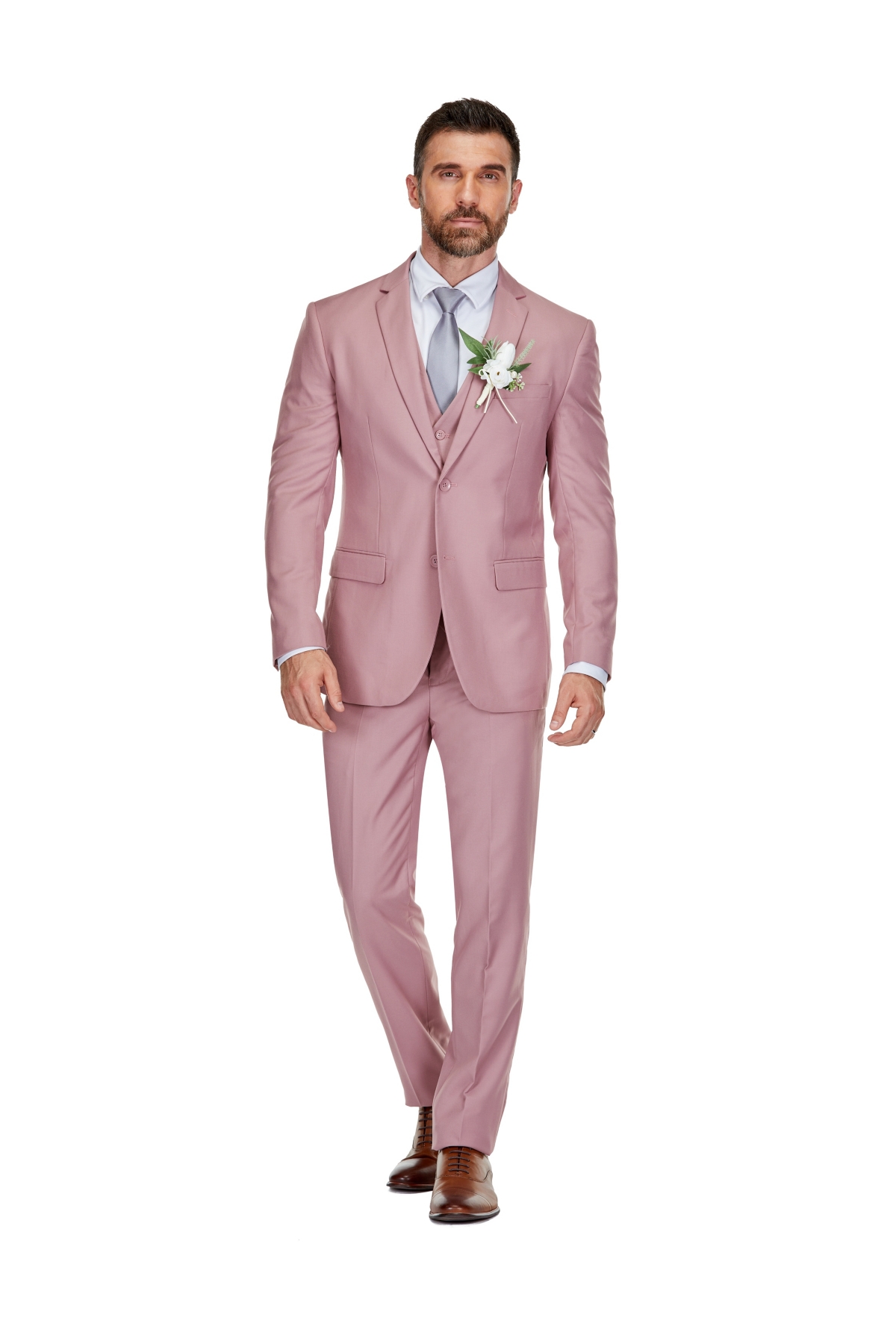 Men's 3-Piece Premium Vested 3-Piece Slim Fit Suit - Burgundy