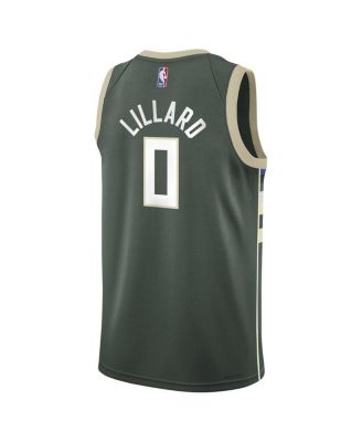 Big Boys Damian Lillard Hunter Green Milwaukee Bucks Swingman Jersey - Icon Edition