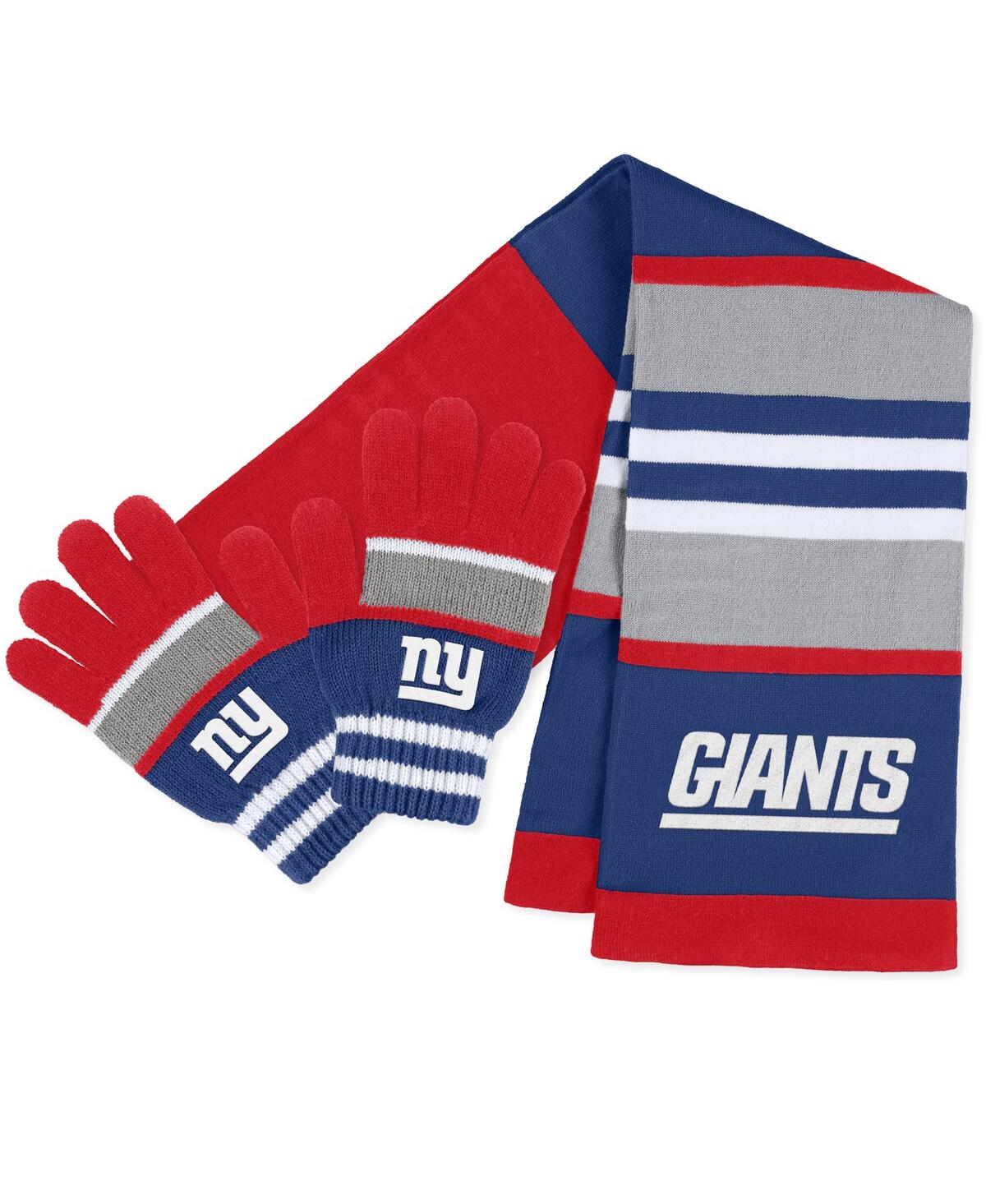 Women's Wear by Erin Andrews New York Giants Stripe Glove and Scarf Set - Red, Blue