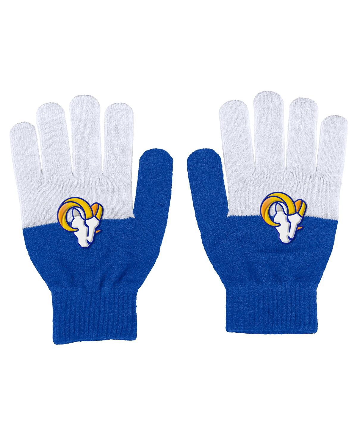 Wear By Erin Andrews Women's  Los Angeles Rams Color-block Gloves In White,royal