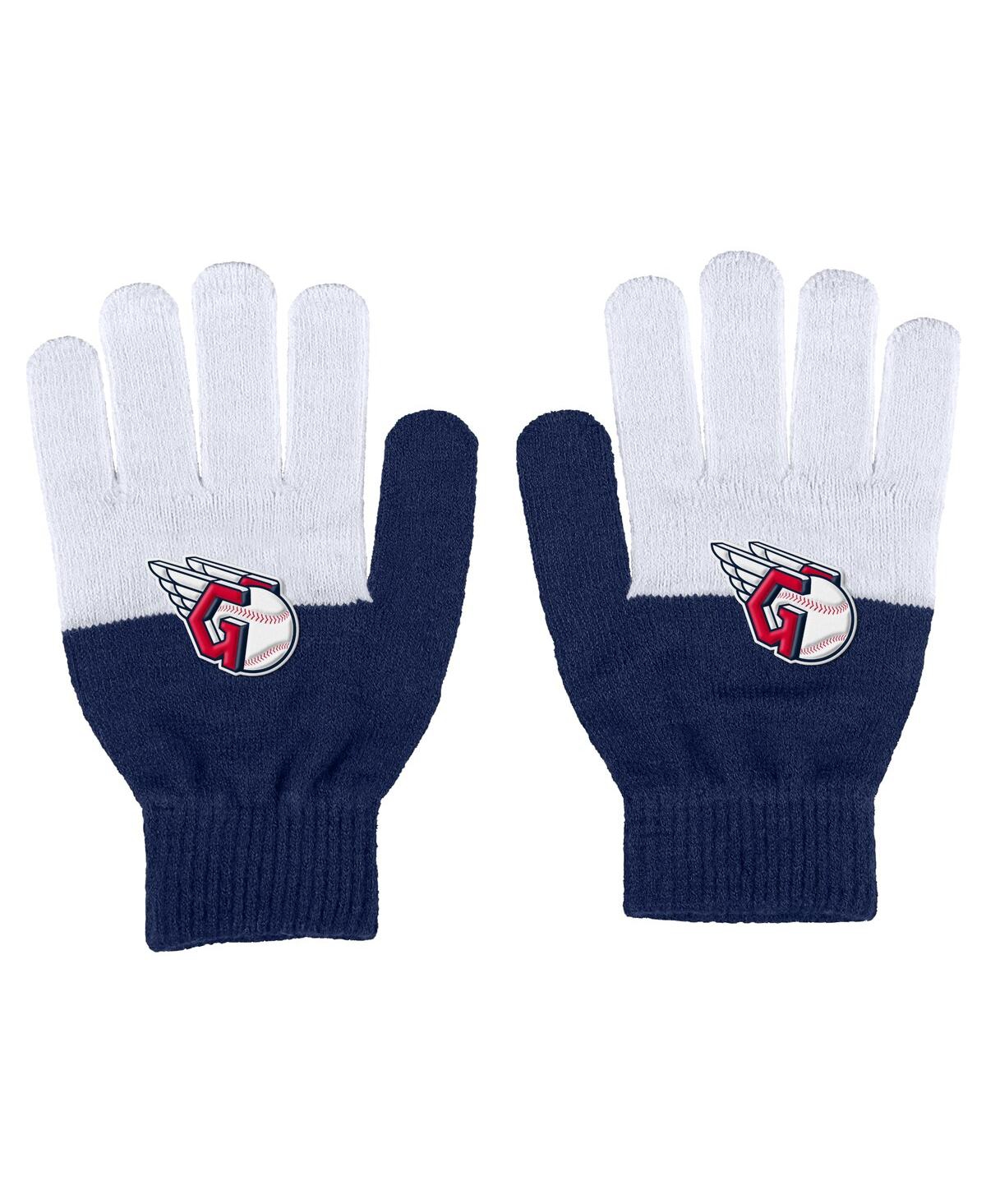 Wear By Erin Andrews Women's  Cleveland Guardians Color-block Gloves In Navy,white