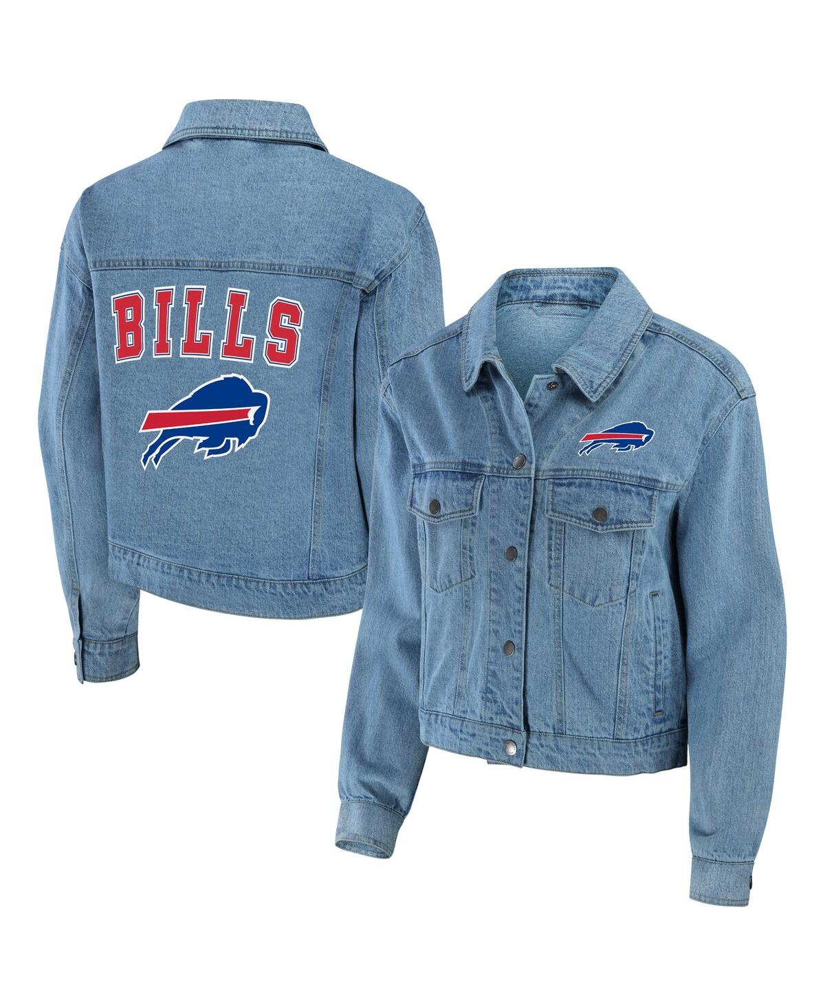 Wear By Erin Andrews Women's  Buffalo Bills Full-snap Denim Jacket In Blue