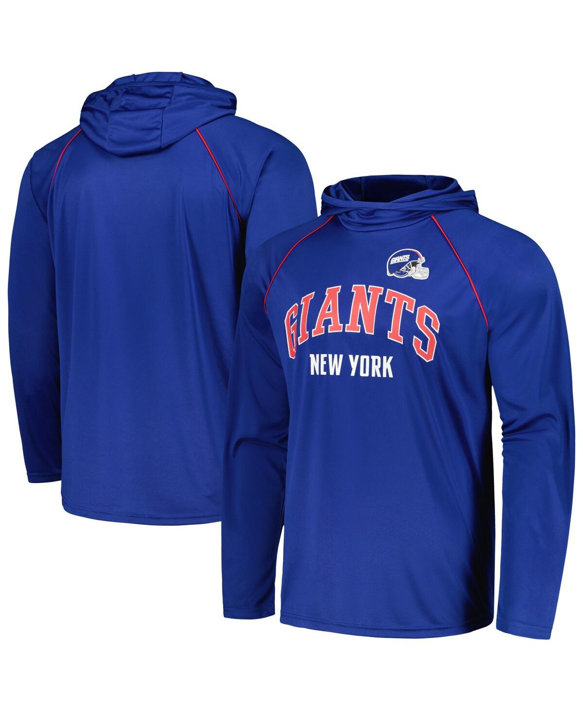 Starter Men's  Royal Distressed New York Giants Gridiron Classics Throwback Raglan Long Sleeve Hooded In Royal