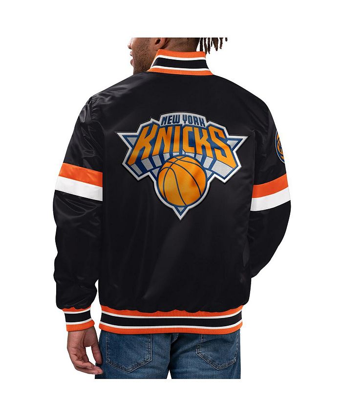 Starter Men's Black New York Knicks Home Game Satin Full-Snap Varsity ...