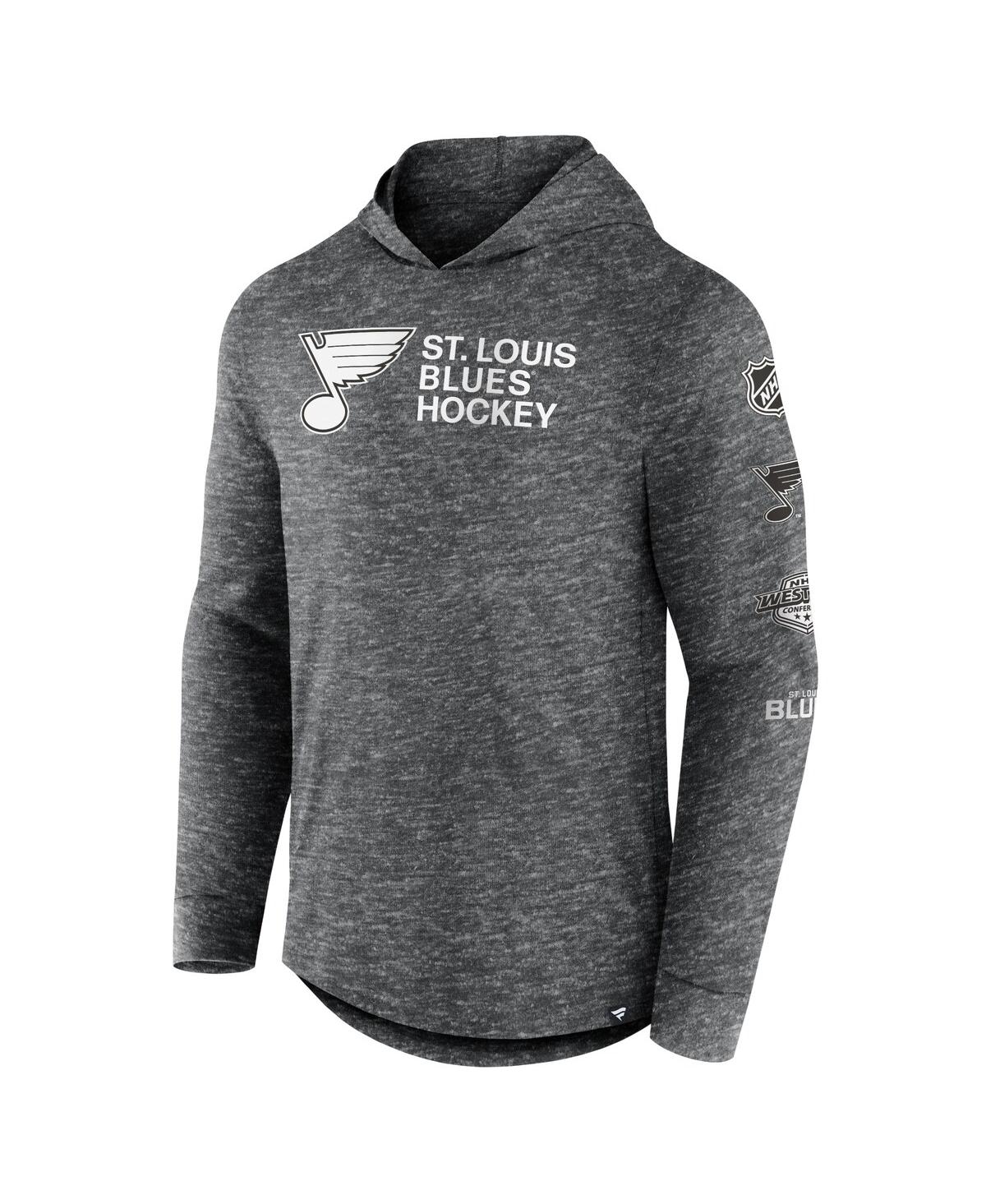 Men's FanaticsSt. Louis Blues Stacked Long Sleeve Hoodie T-shirt - Heather Charcoal