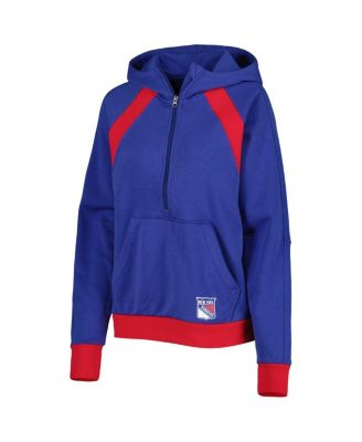 Women's Blue New York Rangers Wishbone Half-Zip Hoodie
