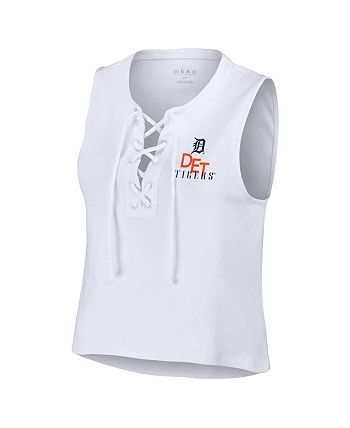 WEAR by Erin Andrews Women's White Detroit Tigers Lace-Up Tank Top - Macy's