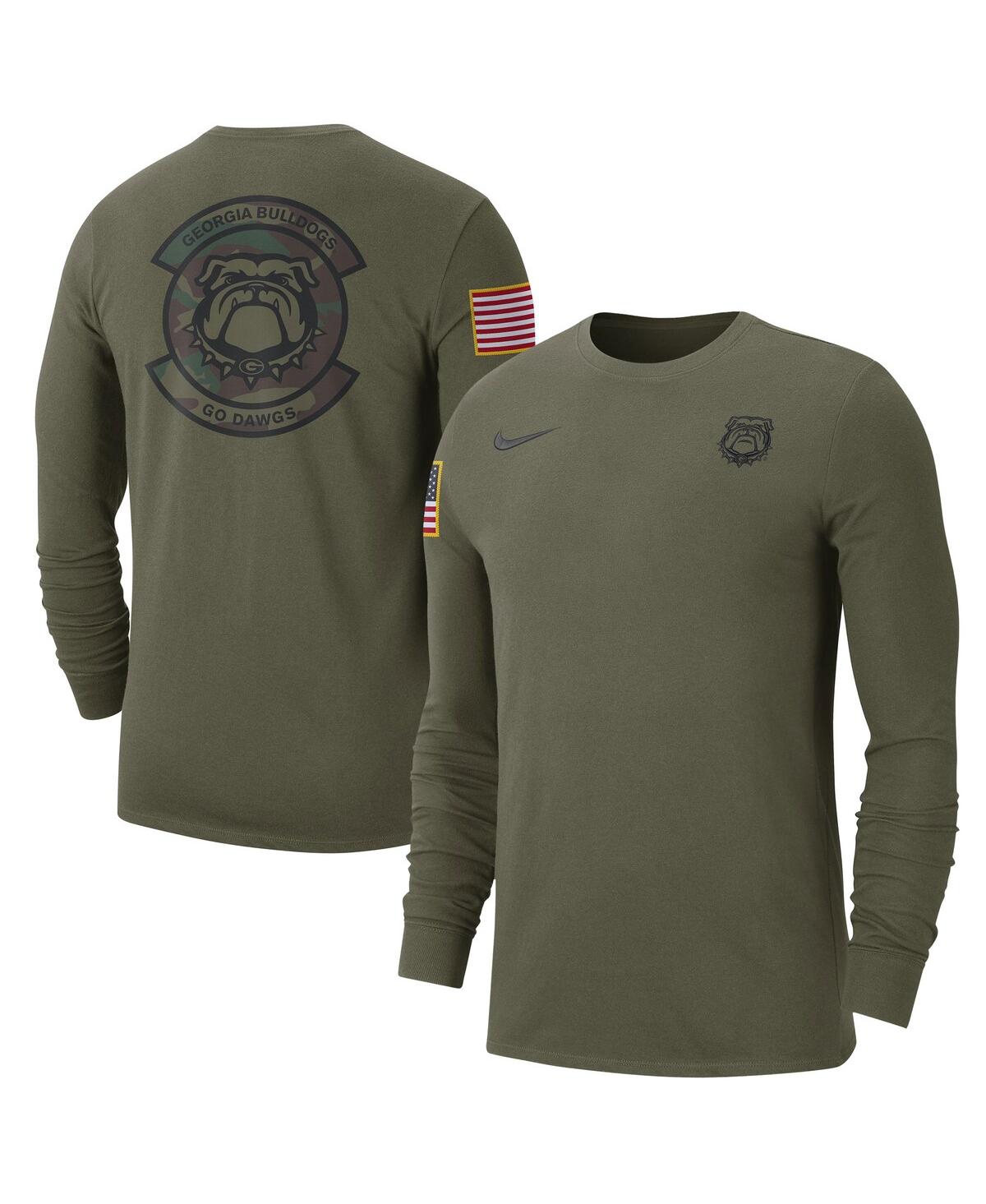 Shop Nike Men's  Olive Georgia Bulldogs Military-inspired Pack Long Sleeve T-shirt