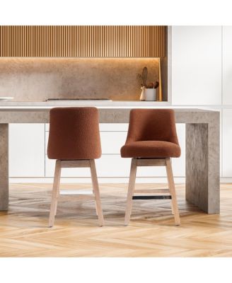 26" Upholstered Swivel Counter Height Bar Stools (Set of 2)