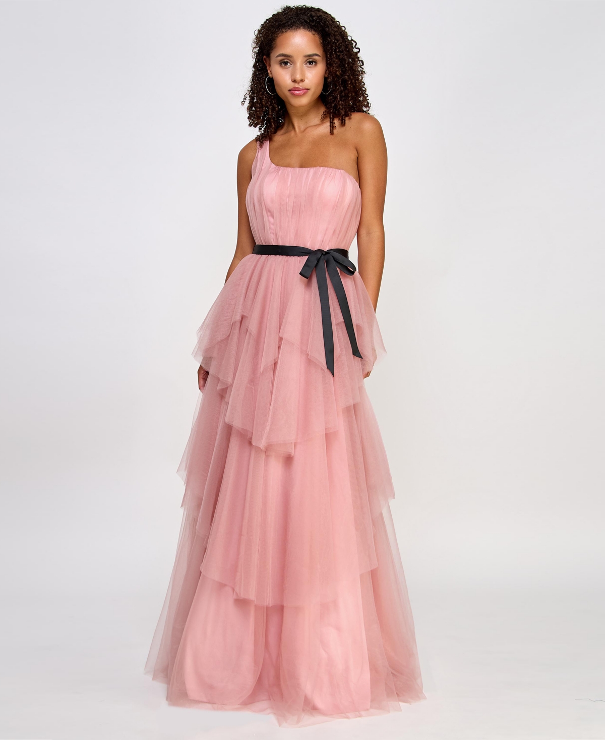 Shop City Studios Juniors' Tulle One-shoulder Ball Gown, Created For Macy's In Pale Mauve