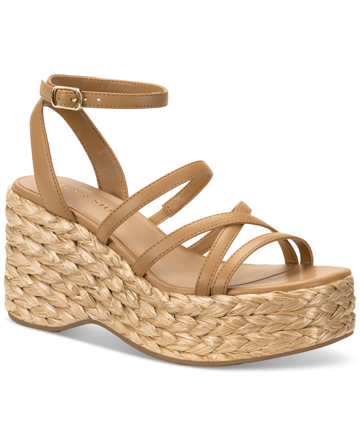 Shop Sun + Stone Women's Finnickk Strappy Espadrille Wedge Sandals, Created For Macy's In Nude